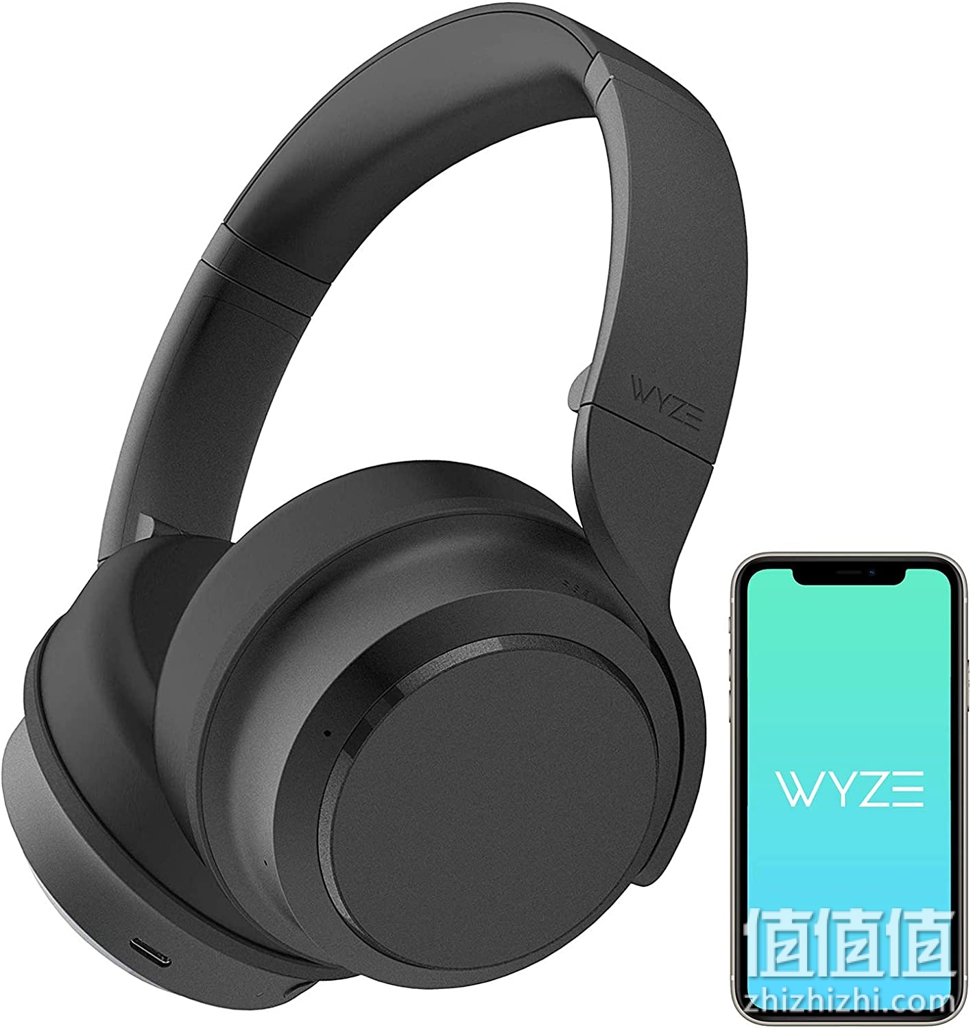 WYZE 降噪耳机,无线头戴式蓝牙耳机,带主动降噪,高保真音质,透明模式,清晰的语音拾音器,内置 Alexa