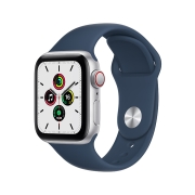 Apple Watch SE 智能手表 GPS+蜂窝款 40毫米银色铝金属表壳 深邃蓝色运动型表带MKQV3CH/A