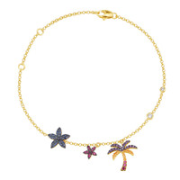 APM Monaco MERORITES系列 女士热带花卉与棕榈树脚链 AB4226MY