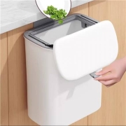 佳帮手 壁挂滑盖垃圾桶 送刮板+挂钩+粘钩 8L