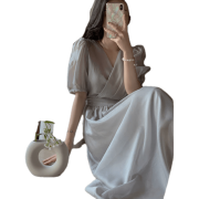 PLUS会员：FOURDATRY FD123 女士V领收腰连衣裙