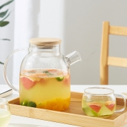 Hyu 日式加厚玻璃凉水壶 单壶 1L 送杯刷