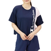 亚马逊销冠！透气速干，防紫外线：Champion冠军 女士 时尚拼色短袖T恤