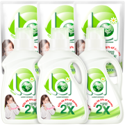 PLUS会员：LaMaMMa 妈妈壹选 天然皂液洗衣液 9斤（倍柔1L*3+袋装500ml*3）