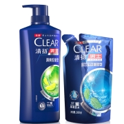 CLEAR 清扬 洗发露清爽控油型500g+男士去屑洗头膏水层层净护 200g