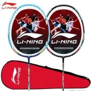 李宁（LI-NING）羽毛球拍2支碳素中杆610碳复合双拍对拍AYPP398-3蓝黑（已穿线）