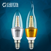 巨祥 LED蜡烛节能灯泡 e14小螺口 银色尖泡 5W