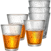 京东极速版：肆零肆 锤纹玻璃杯子待 6杯