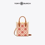 【七夕礼物】TORY BURCH汤丽柏琦 T MONOGRAM迷你压花托特包88650
