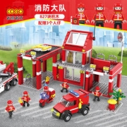 积高 儿童益智力积木玩具消防队 160颗粒