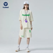 丹麦 hummel  情侣款 时尚休闲 T恤+短裤 运动套装