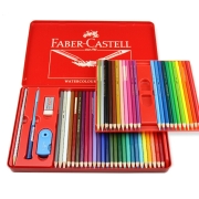 辉柏嘉（Faber-castell）水溶性彩铅笔彩色铅笔48色手绘涂色专业美术生绘画笔套装115949红铁盒装