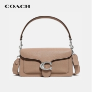 送女友蔻驰COACH奢侈品女士专柜款TABBY系列26号中号沙漠黄色抛光鹅卵石纹皮革73995LHTAU