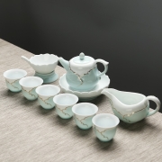 苏氏陶瓷（SUSHI CERAMICS） 茶具套装 忆荷陶瓷功夫茶具青瓷手绘描金茶杯子带礼盒（茶壶）