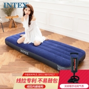 F INTEX 68950充气床条纹植绒单人气垫床家用便携午休床加厚户外帐篷垫折叠床