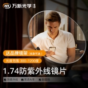 （买镜片送镜框）万新 依视路旗下1.56\/1.6\/1.67高清近视眼镜配镜 特薄非球面镜片2片 1.74(适用于300-1200°近视)+明治镜框 一副镜片(请备注双眼度数、散光、瞳距数据)