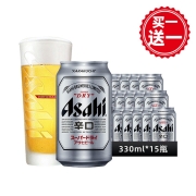 临期品：Asahi 朝日啤酒 超爽生啤酒330ml*15罐*1整箱*2件