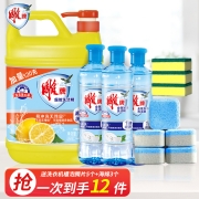 雕牌 厨房清洁组合（洗洁精1桶+3瓶海绵百洁布*3块 洗衣机清洗剂5块）