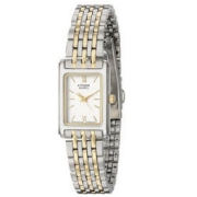 CITIZEN 西铁城 EJ5854-56A 18mm 女士石英手表 白盘 间金色不锈钢带 方形