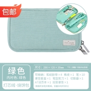国誉（KOKUYO）烧饼包PAN CASE灯芯绒多功能日系笔袋学生复古文艺网红大容量创意收纳笔袋 绿色