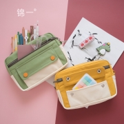 锦一文具 大容量帆布笔袋简约女可爱多功能网红少女文具盒笔盒高中铅笔袋初中生中学生小学生男潮ins风