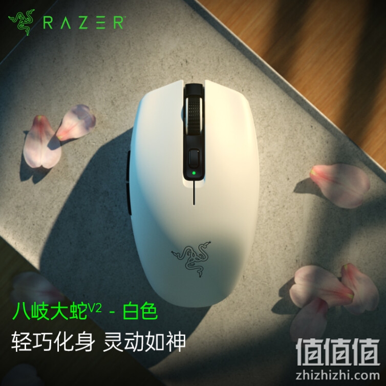 雷蛇 Razer 八岐大蛇V2 无线鼠标 游戏鼠标 轻约60克 持久续航 便携办公游戏 白色 18000DPI