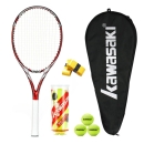 川崎KAWASAKI网球拍全碳素单拍专业训练初学网球拍套装460红色（已穿线送3个网球）