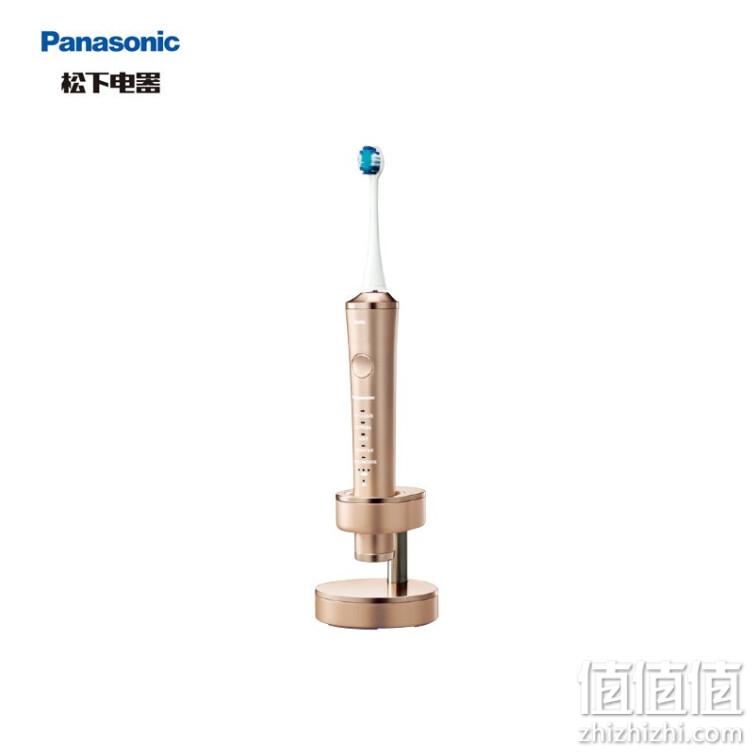 松下(Panasonic) EW-DP54-N 电动牙刷 悬浮式充电 双重声波振动成人 家用 金色 5档刷牙模式/1小时充电/配旅行盒