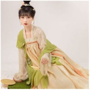 CHIXIA 池夏 唐制汉服 扑棱蛾子 齐胸裙套装 披帛 吊坠 四件套