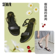 森马 女夏季一字带女鞋 黑色调
