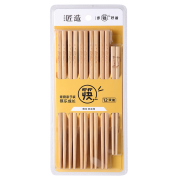 美丽雅 雕花竹筷子家庭用12双 防滑 无漆无蜡*2件