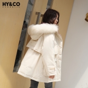 HY&CO羽绒服女轻薄保暖白鹅绒立领纯色修身休闲秋冬轻便小外套女
