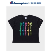 Champion冠军海外正品欧版女款夏季T恤叠印LOGO撞色时尚短袖T恤