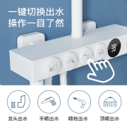 德国SKJ卫浴淋浴花洒套装哑光白色数显恒温花洒大喷头沐浴莲蓬头增压浴室淋雨器 339 恒温款 339 哑光白冷热款
