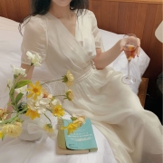 PLUS会员：FOURDATRY FD 0551 天丝盘扣连衣裙