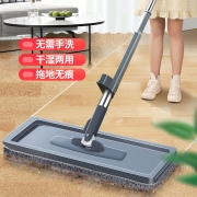 百家好世 免手洗平板拖把办公室木地板懒人擦地墩布自动回弹家用吸水托地把除尘清洁拖地神器 共3块布