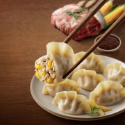 必品阁(bibigo) 水饺有道 玉米杏鲍菇猪肉饺子720g约36只蒸饺 水饺煎饺 锅贴 早餐夜宵烧烤火锅(非速冻口感)