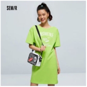 Semir 森马 新款女款腰带装饰后背小心机T恤连衣裙女ins风盐系