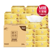 清风抽纸原木金装3层110抽24包M码家用面巾纸巾餐巾纸抽纸整箱装