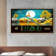 复古山水画时钟，霸王星 恺利时 客厅夜光LED数码万年历壁挂时钟