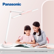 松下（Panasonic）减蓝光频闪国AA级照度智能调光儿童卧室书桌学习阅读led护眼台灯 入座感应-长灯头护眼灯-樱花粉