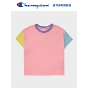 Champion冠军官方T恤夏季女装潮流经典时尚基础拼接色圆领短袖T恤