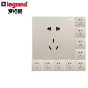 罗格朗（LEGRAND）开关插座面板仕典系列米兰金色 86型暗装墙壁电源套餐 五孔10只装