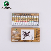 马利(Marie's)国画颜料盒装12色5ml 水墨画山水画初学者套装 学生美院专业美术绘画国画套装 1301