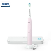 飞利浦（PHILIPS） 电动牙刷 成人声波震动牙刷 健康护龈系列 变压感应 带紫外线杀菌牙刷盒 3种模式 6倍清除牙菌斑 粉色HX3697/21