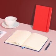 齐心（Comix）笔记本子A5皮面记事本 商务办公会议记事本日记本文具用品 红色 C5902