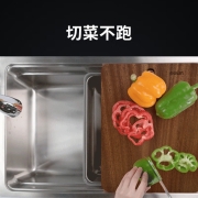 欧琳（OULIN）304不锈钢水槽单槽厨房洗菜盆洗菜池大单槽洗碗池台下盆WGV9116 800*500配CFL002精铜抽拉双出水龙头