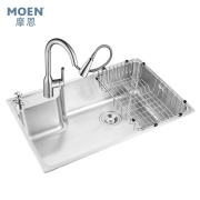 摩恩（MOEN）304不锈钢水槽套装 710mm大单槽 厨房水池洗菜盆 精铜抽拉龙头厨房龙头