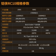 铠侠（Kioxia） RC20 RD20固态硬盘M.2 NVMe pcIe 笔记本台式机电脑SSD RC10-500GB（512M缓存） 标配