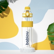 bablov 花伴森 tritan直饮吸管杯大容量运动水杯 600ml 甜橙黄